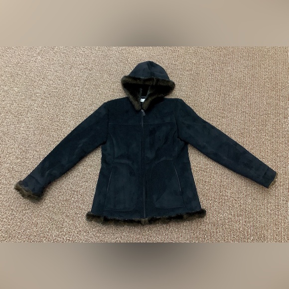 Women’s Small Jones New York Faux Suede Faux Fur Hooded Jacket - Picture 5 of 16